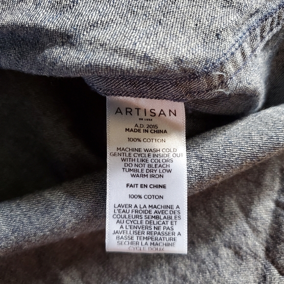 Anthropologie Artisan De Luxe Patchwork Chambray Button Down XS NEVER WORN - Picture 9 of 13